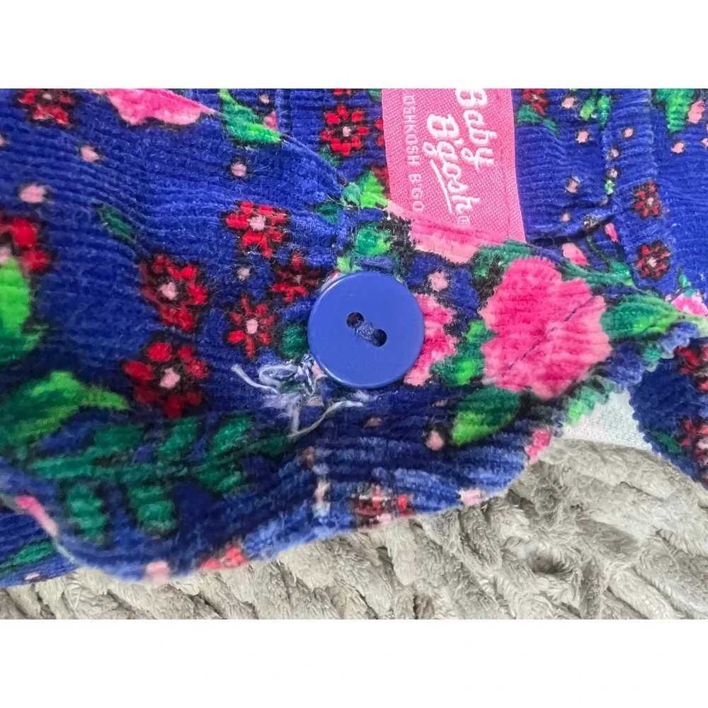 Vintage baby Oshkosh B'gosh blue corduroy bubble overalls 18 months cottage